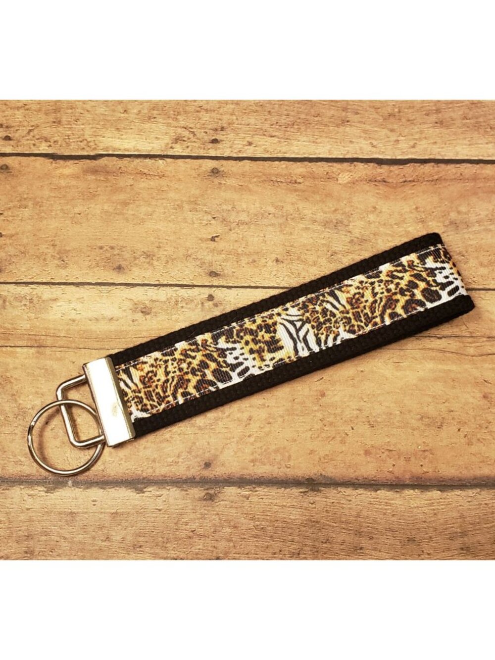 Black Animal Print Wristlet Keyfob / Keychain